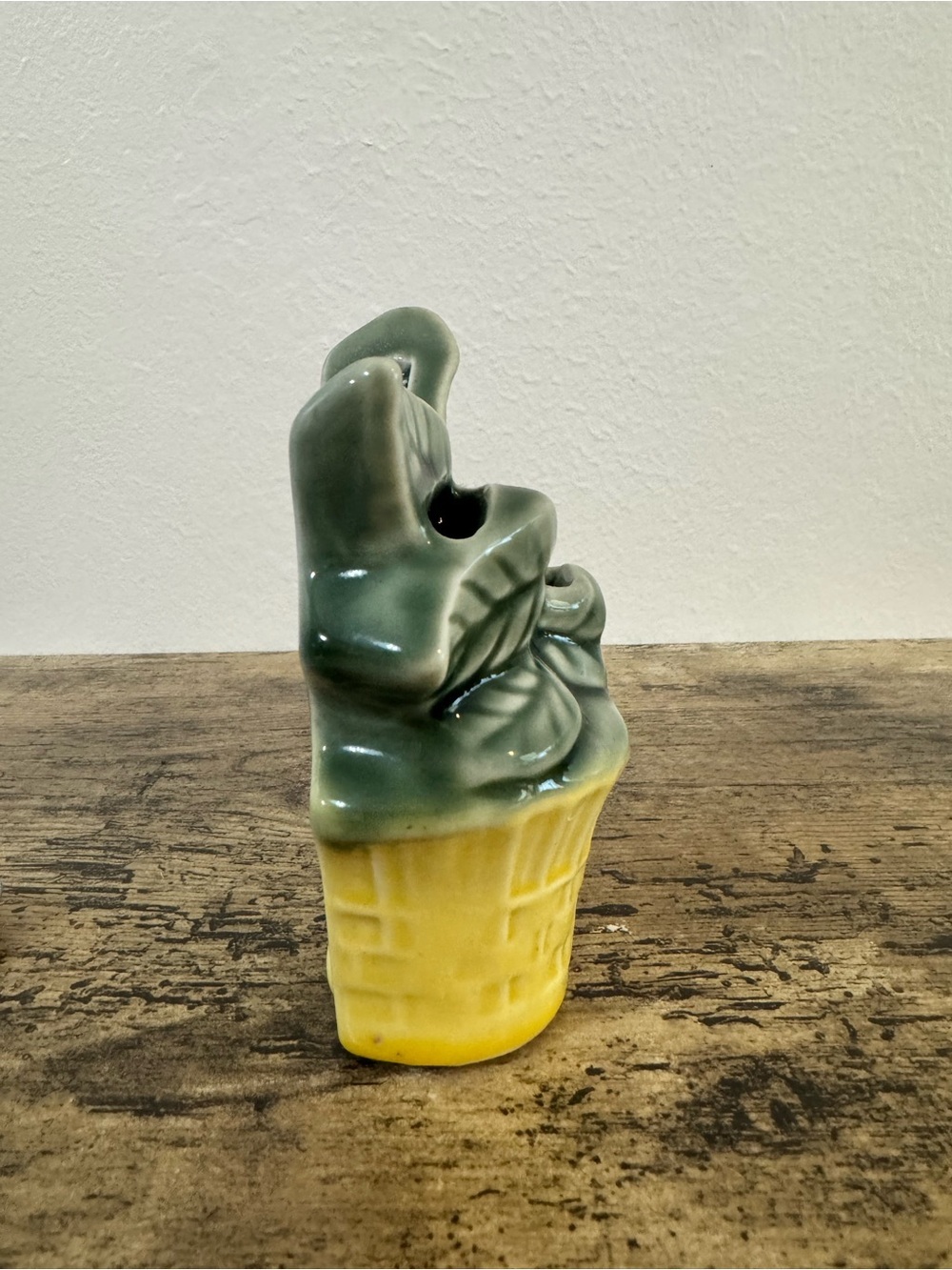 Vintage Ceramic Measuring Spoon Holder Set Green Yellow Retro Kitchen - Picture 6 of 10